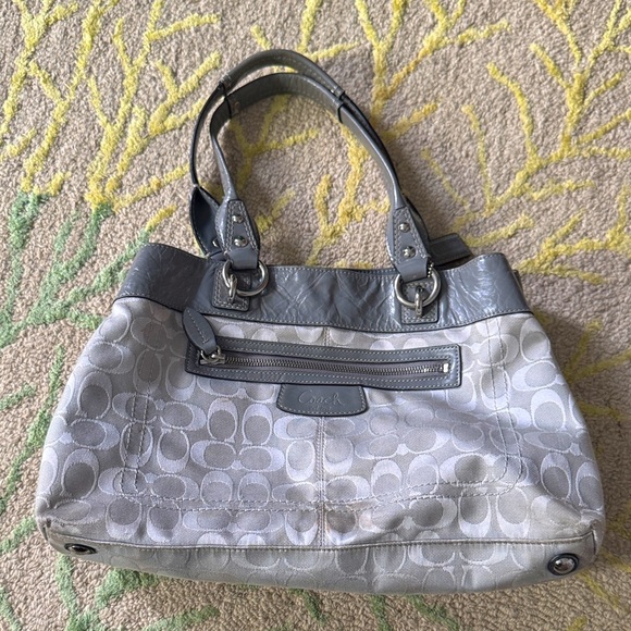 Coach Penelope Gray Signature Jacquard/Patent Leather Bag - Picture 1 of 10
